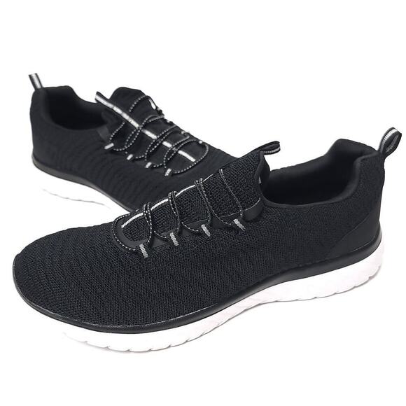 Athletic Works Women’s Bungee Sneakers Size 10 Odor Control Memory Foam Black​​ - Picture 1 of 9